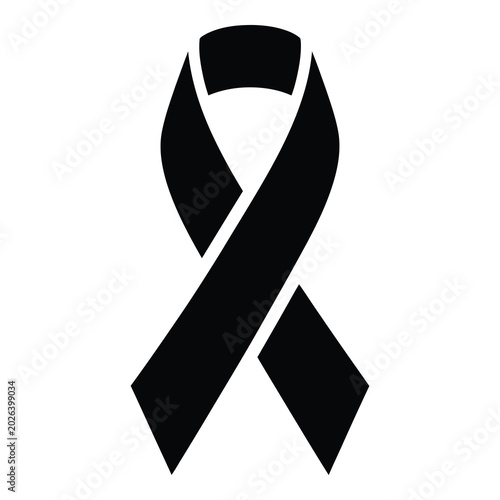Tableau sur toile Black awareness ribbon symbol for support and solidarity one sentence icon