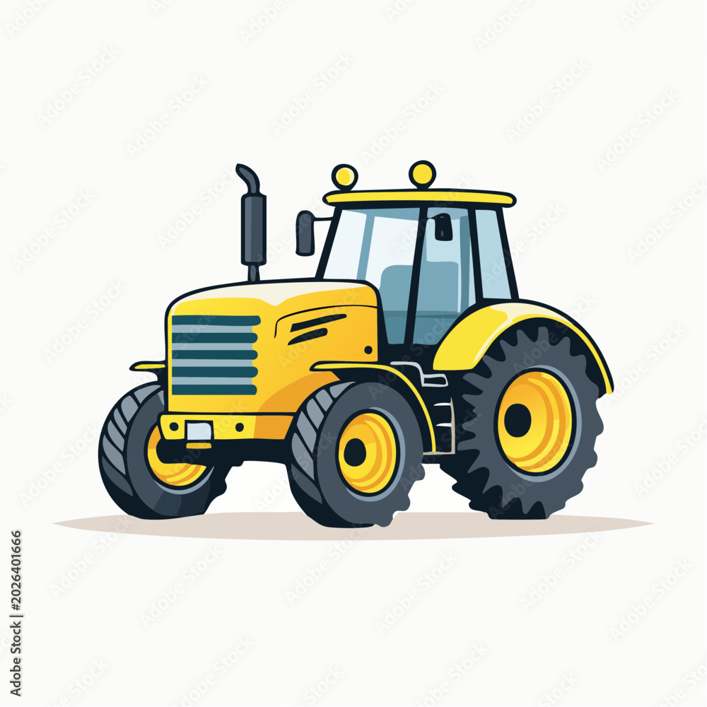Obraz premium Yellow Tractor Illustration