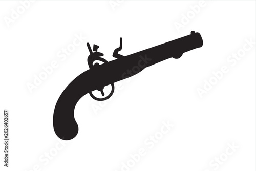 Foto Black Vintage Firearm Icon For Pirate And Western Design