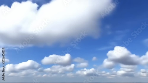 Bright blue sky with fluffy white clouds in daylight