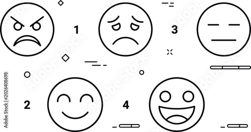 Tableau sur toile Feedback rating scale icon set with angry sad neutral happy and excited emoji fa