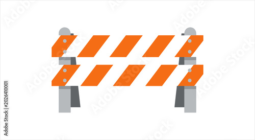 Obraz na plátně Orange and white striped construction barrier blocking access.