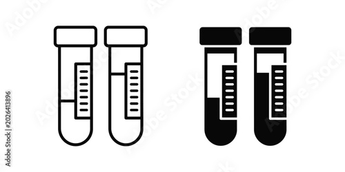 Test tube icon set in line and solid styles