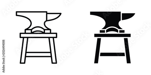 Bild auf Leinwand Anvil icon set Blacksmith tool line and glyph style