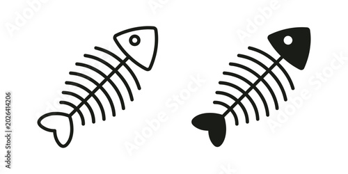 Fish skeleton icon set Simple fish bone vector symbols