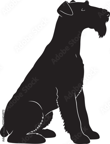 Silhouette of a sitting dog with mouth open, Generative Ai