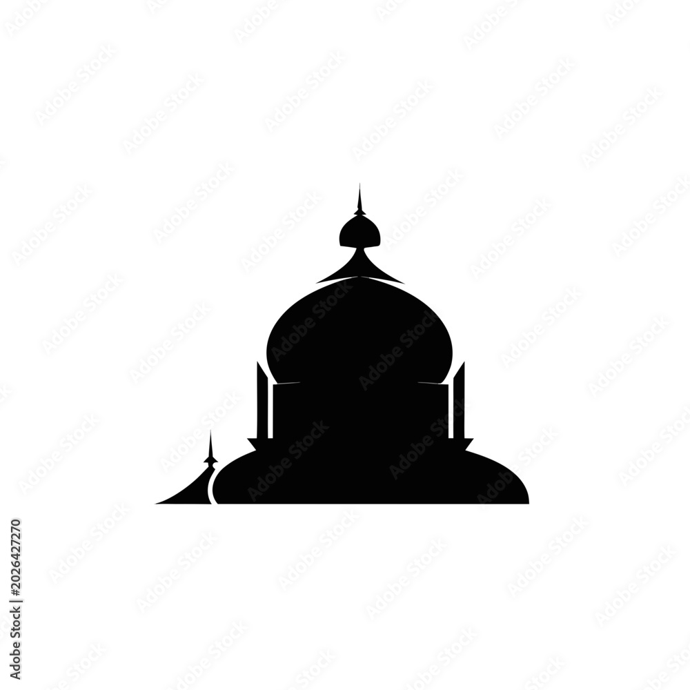 Fototapeta premium Mosque, Islamic Architecture, Black Silhouette, Religious Building