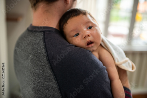Obraz na płótnie Tender moment with newborn baby