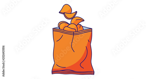 Quadro em tela Cartoon orange bag with chips.