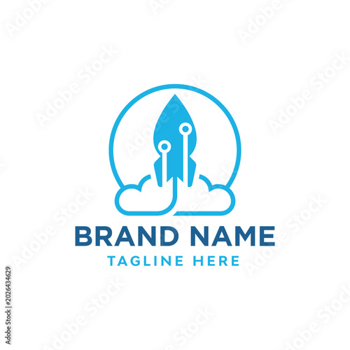 Rocket Cloud Startup Logo Vector
