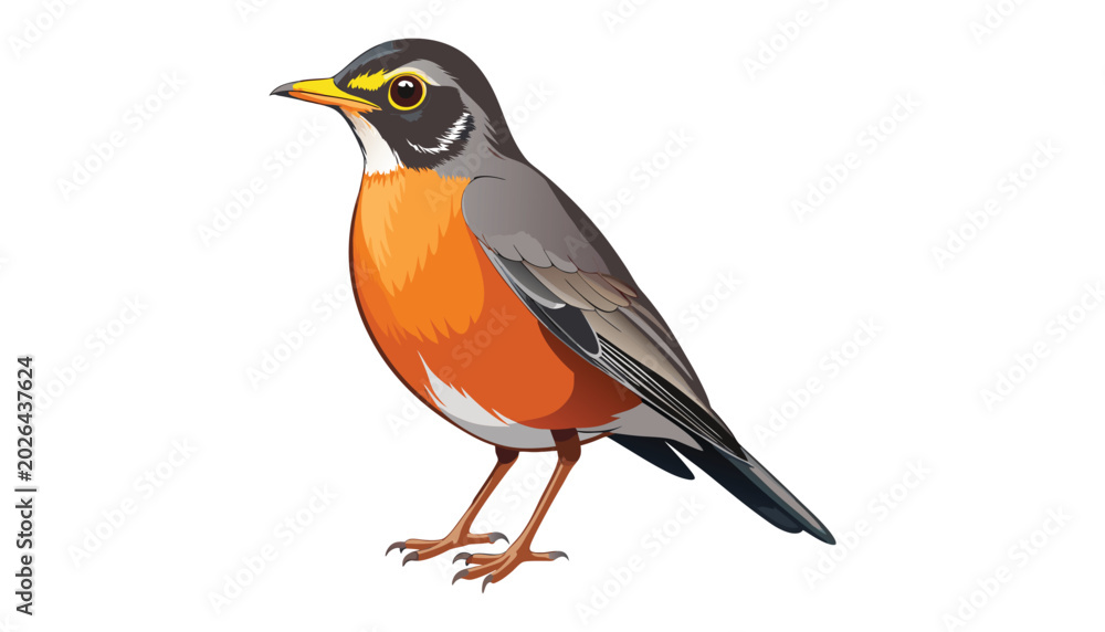 Fototapeta premium European robin birds clipart vector illustration