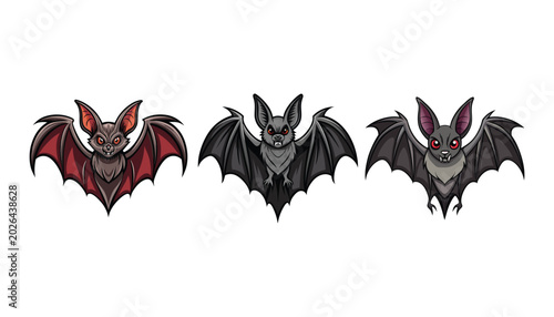 Photography set of bat clipart vector illustration