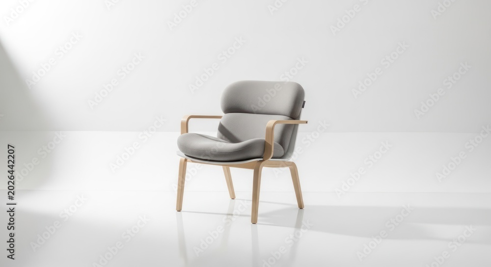 Fototapeta premium Modern upholstered armchair on white background interior design object