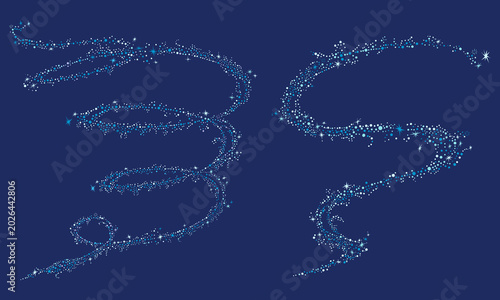 Fotografía 魔法のようなきらめき    流れ星のライン素材セット｜Blue Sparkle Swirl Decoration