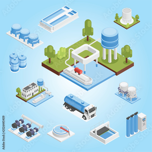 Photos Water purification 3d isometric system industrial systems and equipment for clea