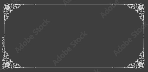 Εκτύπωση καμβά Gray frame, white vintage pattern, symmetrical lines.