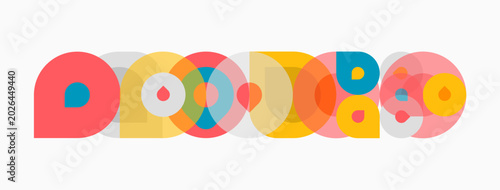 Colorful overlapping circles create abstract design. Shapes vary sizes, hues, forming playful composition. Minimalist aesthetic, bright palette.