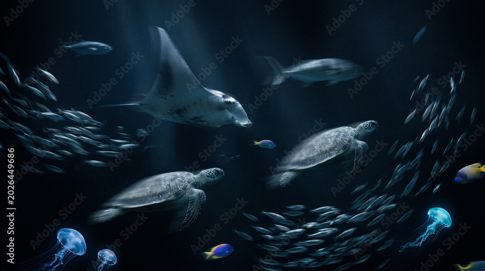 Obraz premium Animais Marinhos - Arte digital 4K para uso comercial