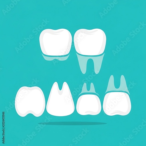 White teeth shown against a bright turquoise background