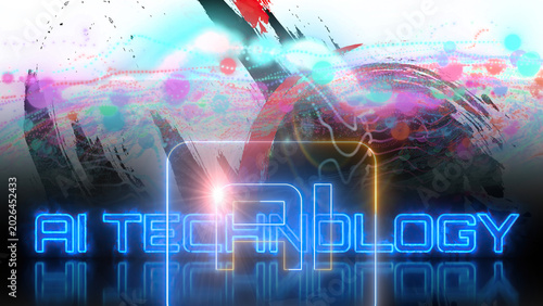 Ai technology neon abstract digital data futuristic concept