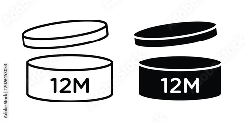 Bild auf Leinwand 12 months shelf life icon - web black vector design.