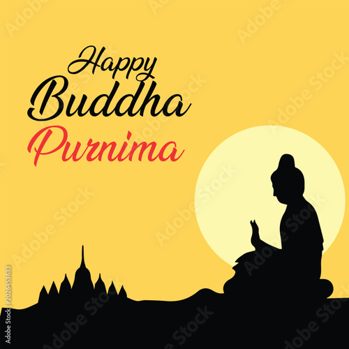 Happy buddha purnima festive background with bodhi tree