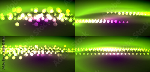 Bild auf Leinwand Bright dots, varying sizes, float over green backgrounds