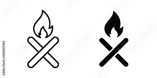 Fotografía Campfire icon - web black vector design.