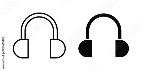 Tableau sur toile Ear muffs icon - web black vector design.