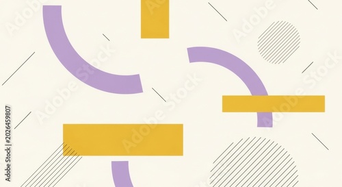 Abstract Geometric Shapes Pattern with Pastel Colors and Lines.