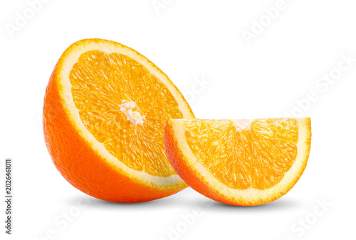 Ripe half of orange citrus fruit isolated on transparent png