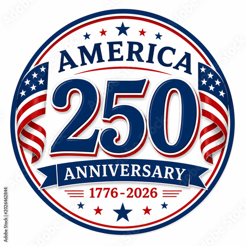 America 250 anniversary with flags in circle celebration