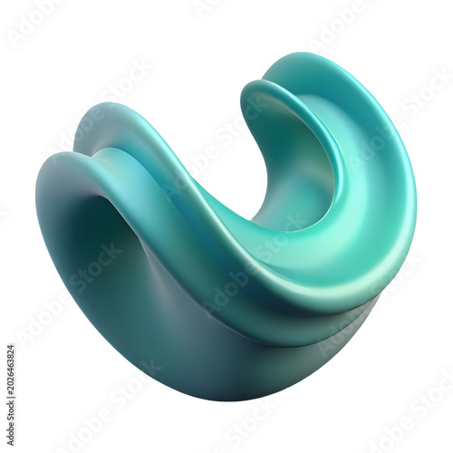 Abstract flowing form in smooth gradient lighting with a sense of movement isolated on transparent background