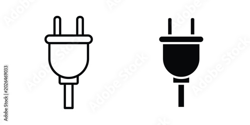 Quadro em tela Plug icon - web black vector design.