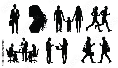 silhouettes of people business
