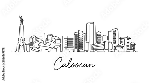 Tableau sur toile Caloocan City Skyline A Minimalist Line Art Illustration of the Urban Landscape