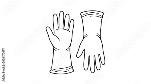 Photos Illustration of two rubber gloves for cleaning and protection