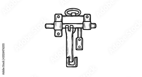 Antique Wrought Iron Medieval Style Gate Latch for Rustic Doors