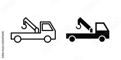 Fotografie Tow truck icon - web black vector design.