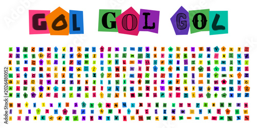 Foto GOL GOL GOL lettere stile riscatto ritagli di giornale per design creativo e mes