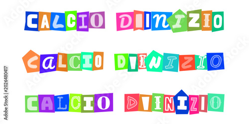 Konstfotografi CALCIO DINIZIO scritta stile lettera di riscatto, grafica per annuncio inizio pa