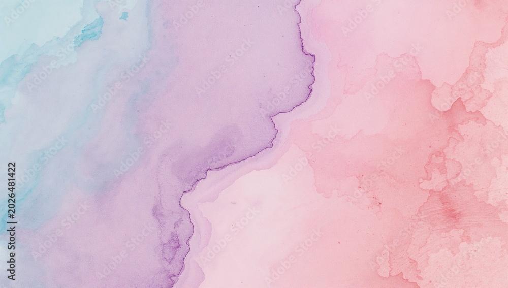Fototapeta premium Abstract watercolor background with pastel shades of pink purple and blue