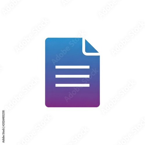 Gradient document icon with three horizontal lines isolated on white background