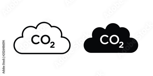 Tableau sur toile Co2 Cloud icon line, outline and flat vector elements