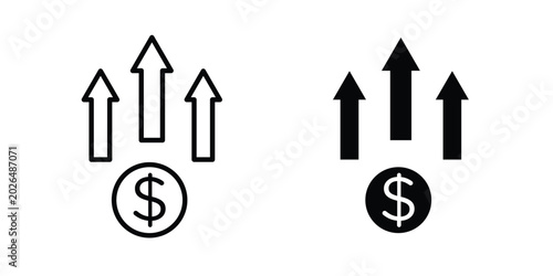 Cuadro en lienzo Cost increase icon line, outline and flat vector elements