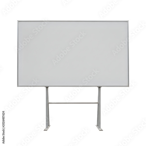 Minimalist blank billboard with metal frame and supports