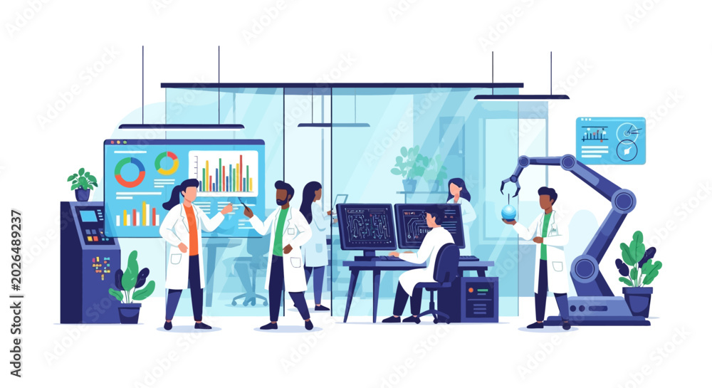Fototapeta premium Scientists Working in a Modern Laboratory with Advanced Technology.
