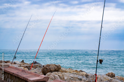 fishing rods on the beach