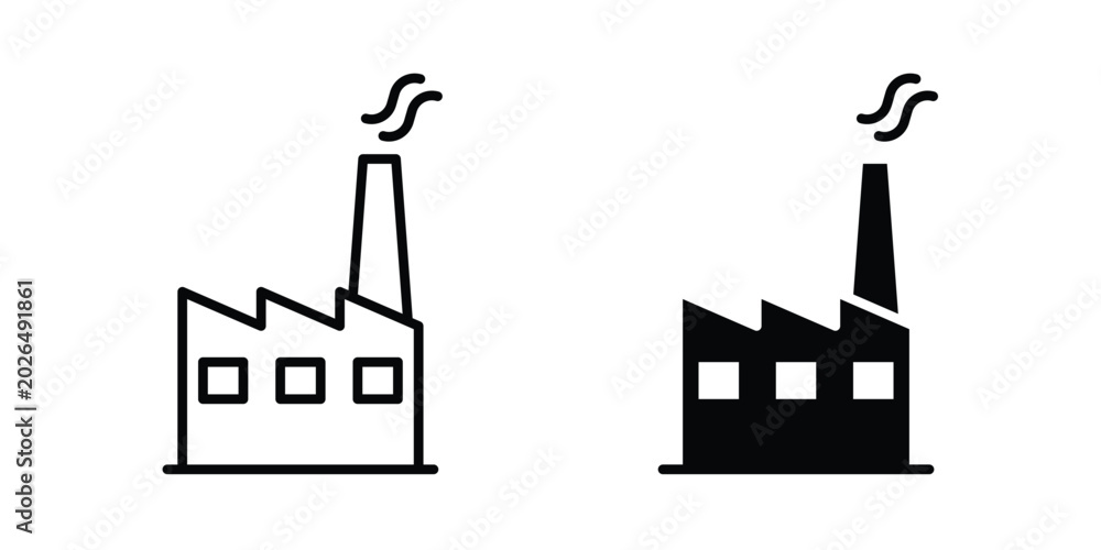 Fototapeta premium Factory icon line, outline and flat vector elements