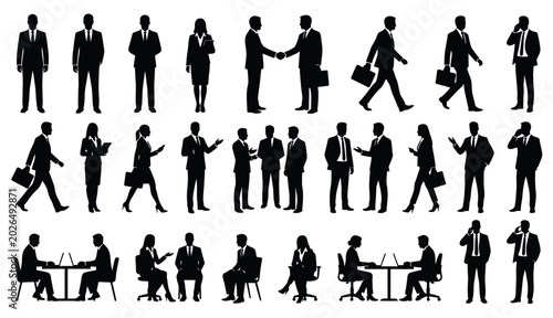 vector silhouettes of business people